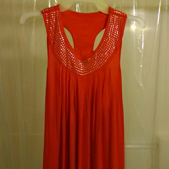 NEWRed tank top dress with sparkles around the top - Picture 1 of 4